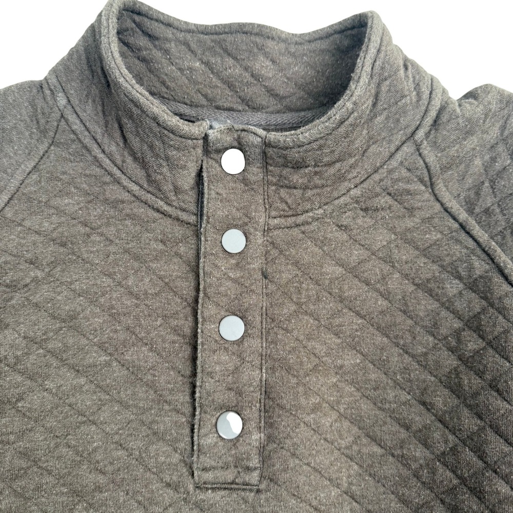Eddie‎ Bauer Mens XL Brown Quilted Snap Mock Neck Pullover Waffle Sweatshirt